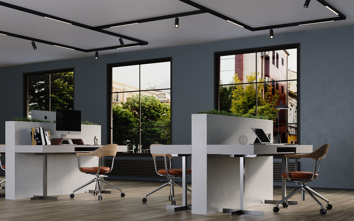 Серии светильников ST660 и ST657 в офисном пространстве