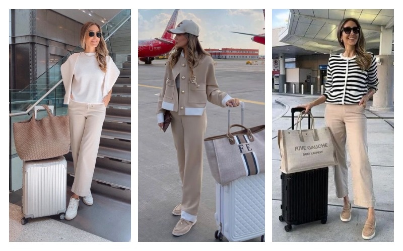 Примеры удачных образов для аэропорта. Фотографии из Pinterest.