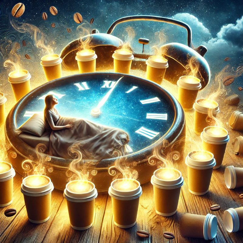 Картинка, иллюстрирующая долгосрочное влияние кофеина на засыпание