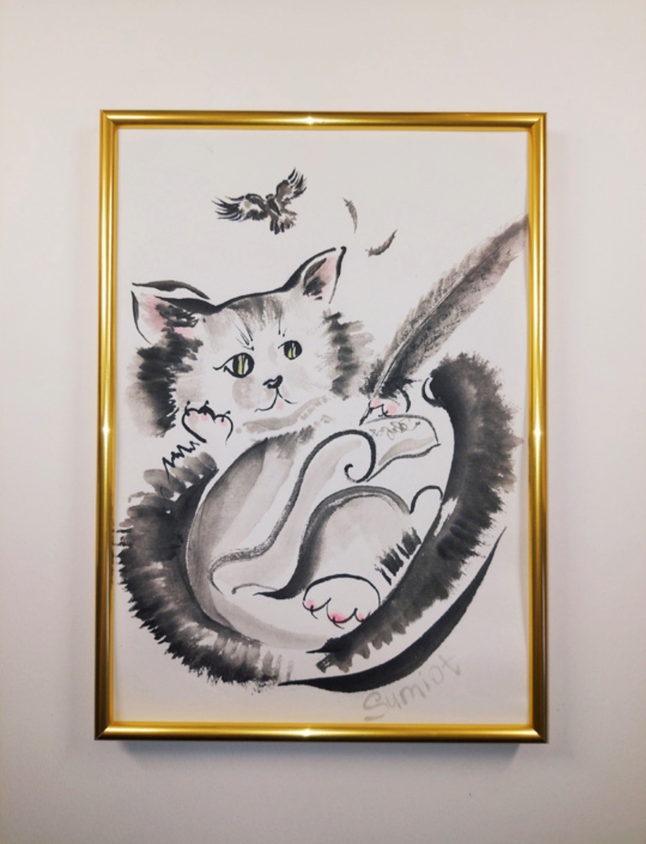 Котик Пушок пишет письмо. Рисунок, фото и размышления автора. 