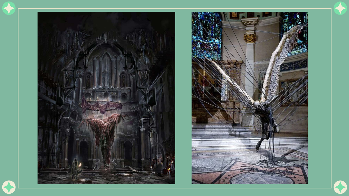 Bloodborne (из публичных источников) и инсталляция «Утренняя звезда» Пола Фрайера (из публичных источников)