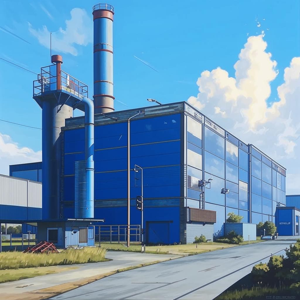 Завод, картинка создана нейросетью Kandinsky