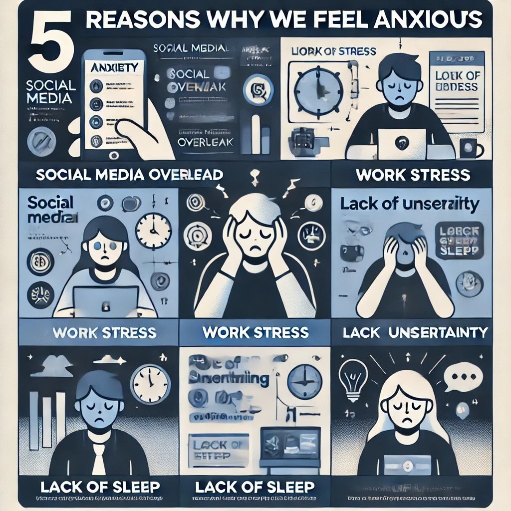 Инфографика: «5 причин, почему мы чувствуем тревогу».