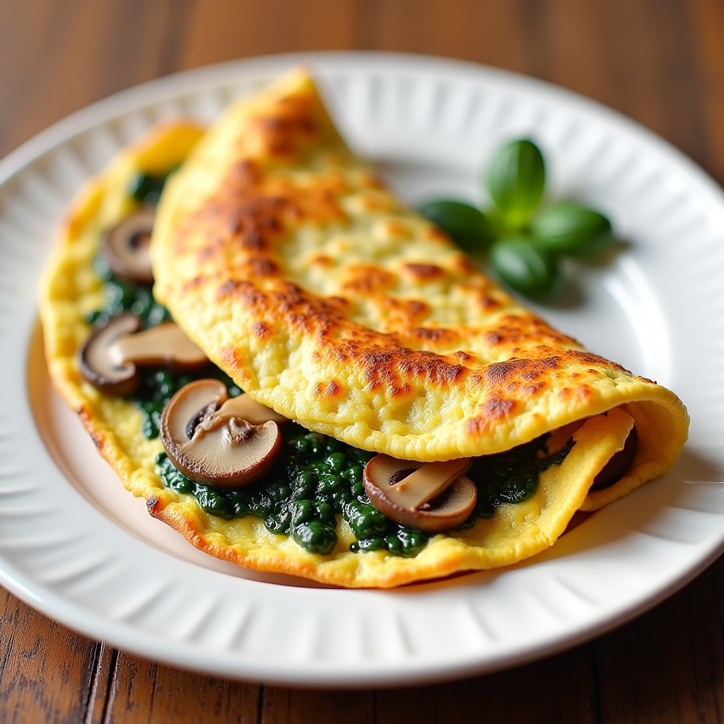 Омлет с шпинатом и грибами