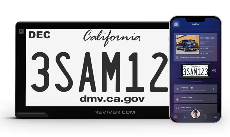 Пример цифрового номерного знака в Калифорнии, где они в настоящее время разрешены