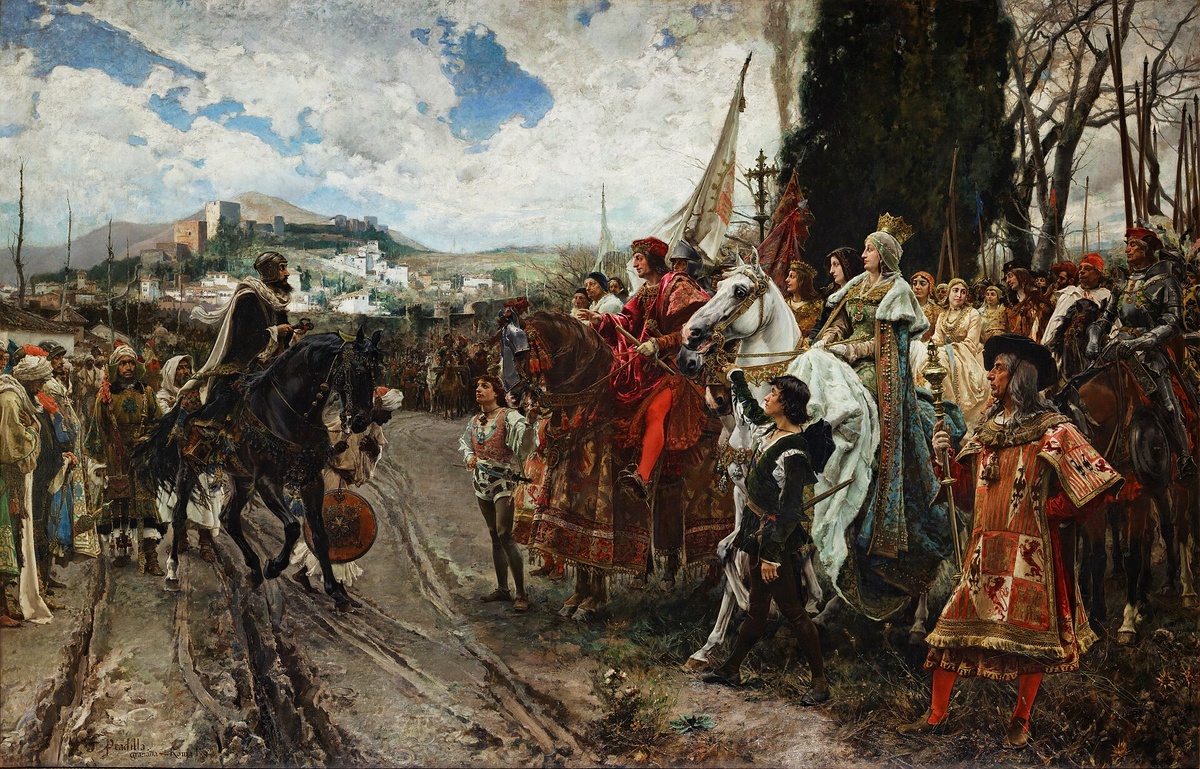 Francisco Pradilla "O último rei de Granada, Abu Abdullah Muhammad XII, entrega Granada ao rei Fernando II de Aragão"