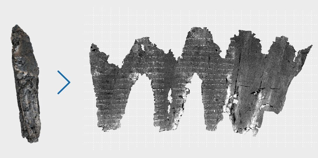 Слева – найденный в Эйн-Геди, справа – виртуальный «разворот» свитка
Источник: cms-imgp.jw-cdn.org