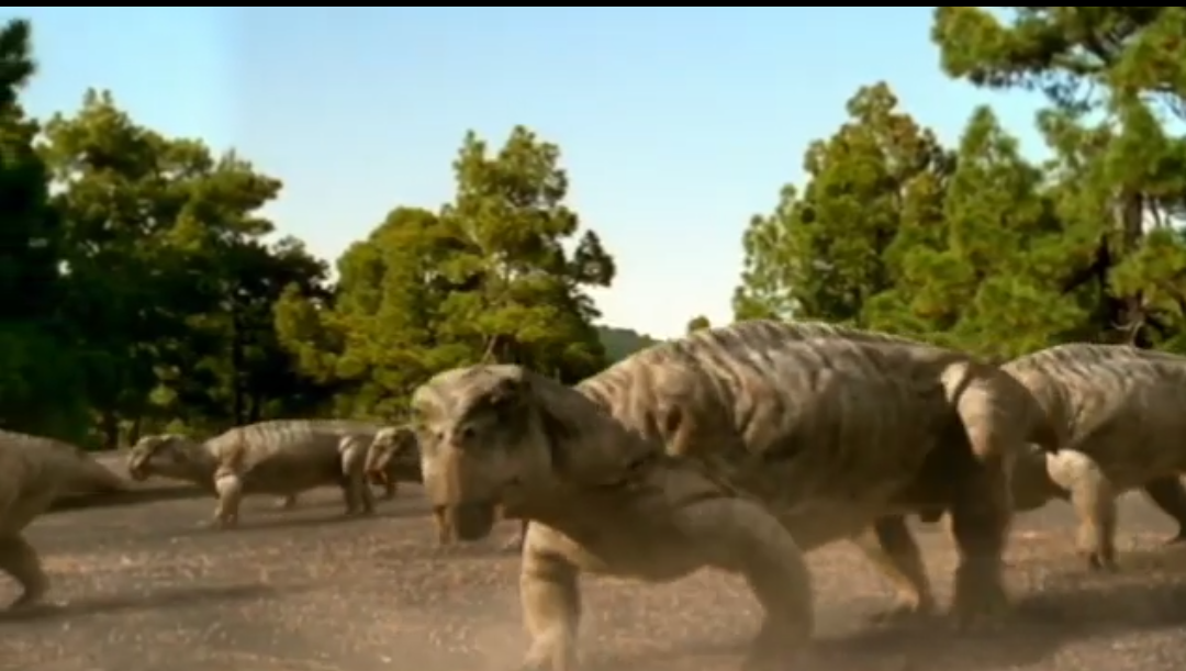 Стадо листрозавров. Кадр из документального фильма «Прогулки с Монстрами» 2005 года.