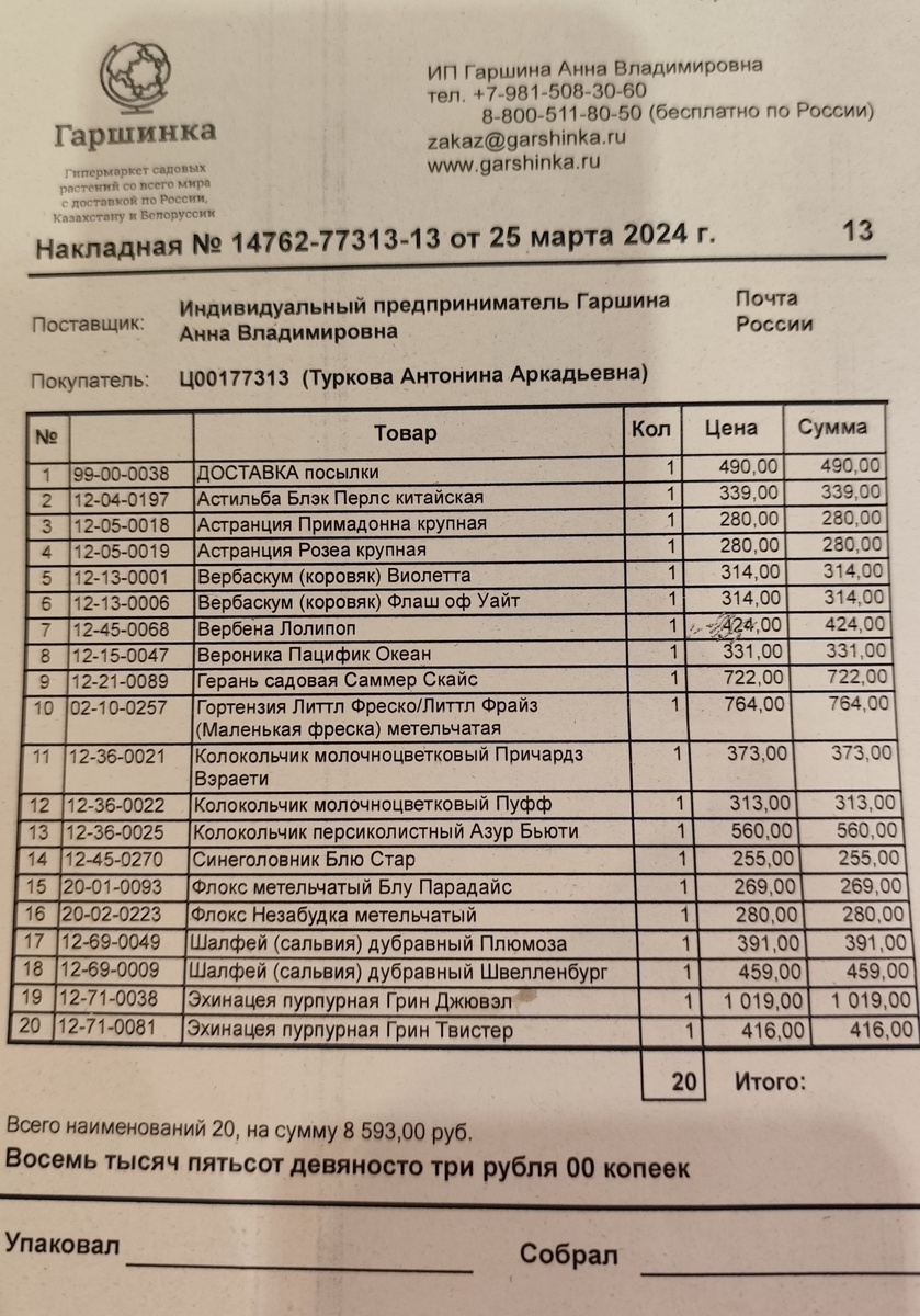 Мой совершенно не маленький заказ растений.