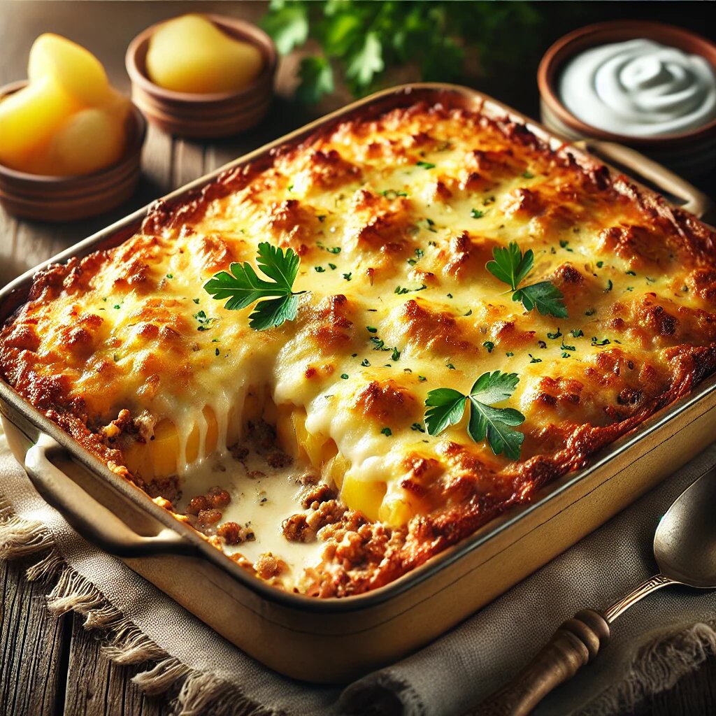 Картофельная запеканка с фаршем – вкусный и сытный ужин для всей семьи! 🥔🧀