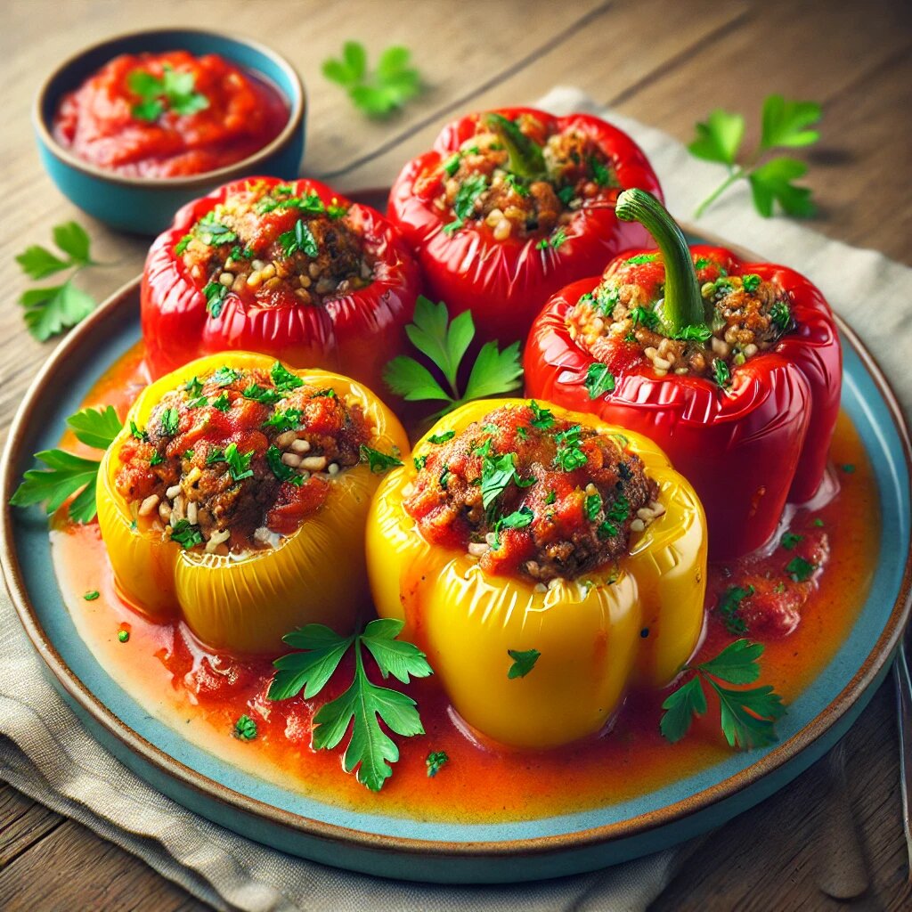 Фаршированные перцы с рисом и мясом – сочные, ароматные и невероятно вкусные! 🌶️🍛