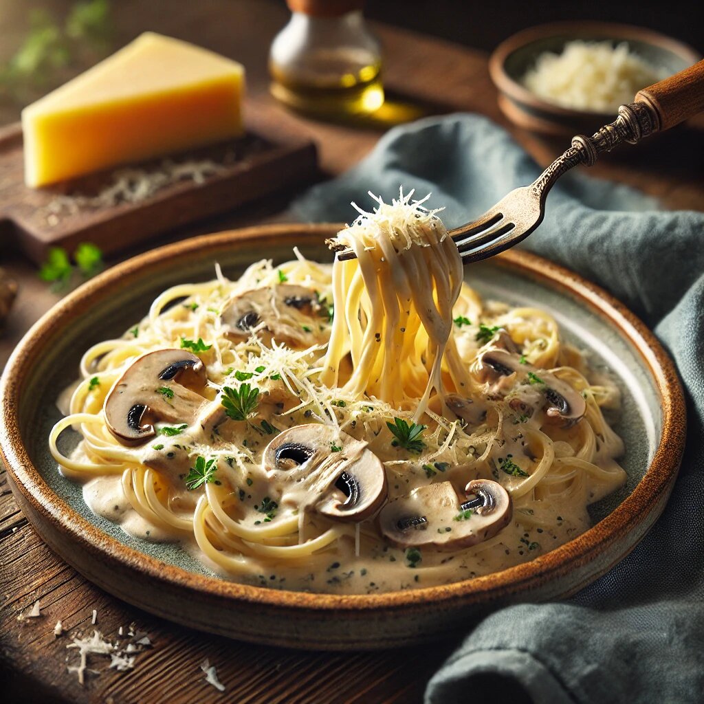 🍝 Макароны с грибным соусом и сыром – нежные, ароматные и сливочные
