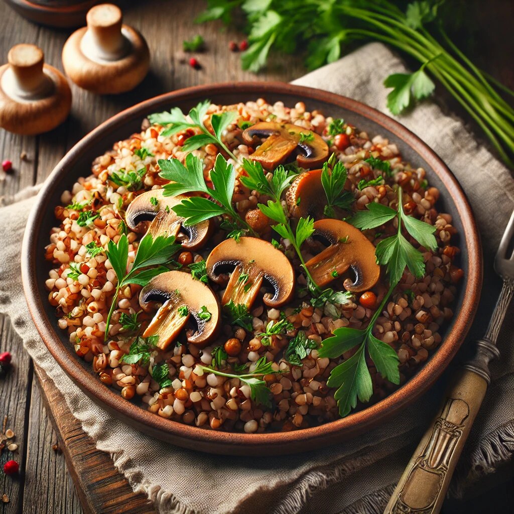 🍄 Гречневая каша с грибами и зеленью – сытный и полезный ужин!