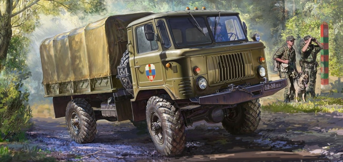 Изображение ГАЗ-66 на коробке с набором для постройки модели. 