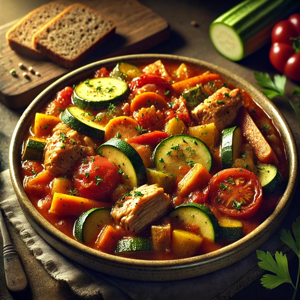 🥦 Овощное рагу с индейкой – полезный и сытный ужин!