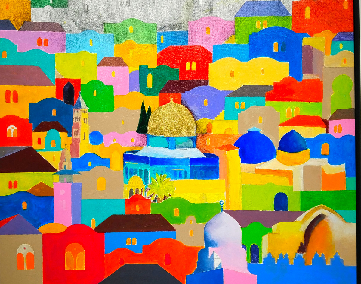 Фото фрагмента картины Hosni Radwan сделано автором канала в галерее г. Дубай