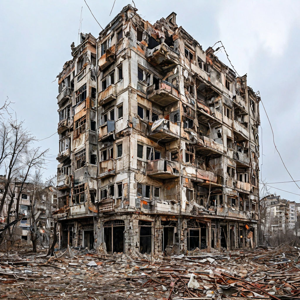 Аварийный дом. Иллюстрация сгенерирована нейросетью