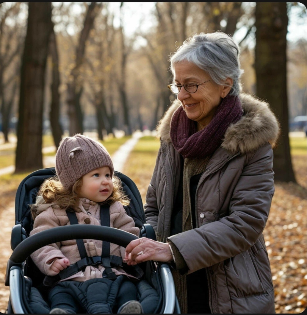 Бабушка с внучкой на прогулке в парке. Сгенерировано нейросетью Шедеврум по запросу автора.