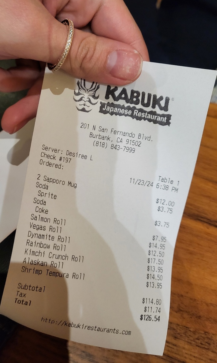 Счет в ресторане