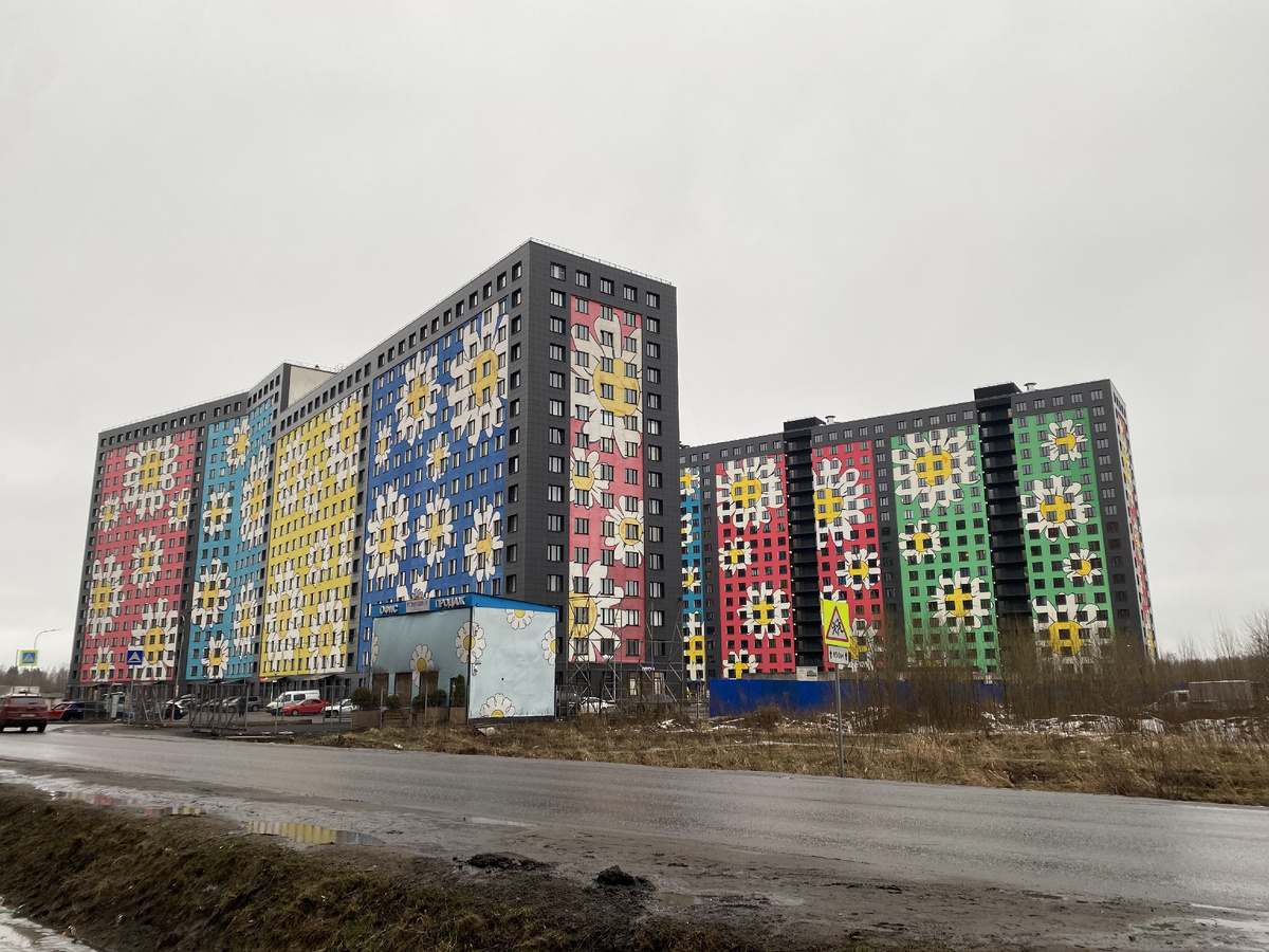 ЖК "Ромашки", дома 95, 93 вид со стороны улицы Шоссе в Лаврики