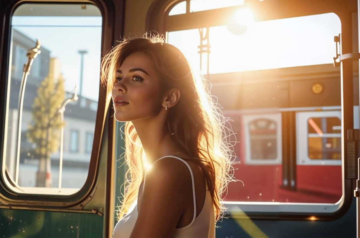 Она играет со своими длинными волосами.  Фото: Изображение сгенерировано нейросетью Kandinsky 3.1