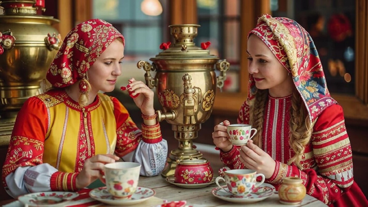 В Суздале девушки катаются на тройках, плавают на ладьях, устраивают чаепития и дегустации медовухи.  Фото: Изображение сгенерировано нейросетью Kandinsky 3.1