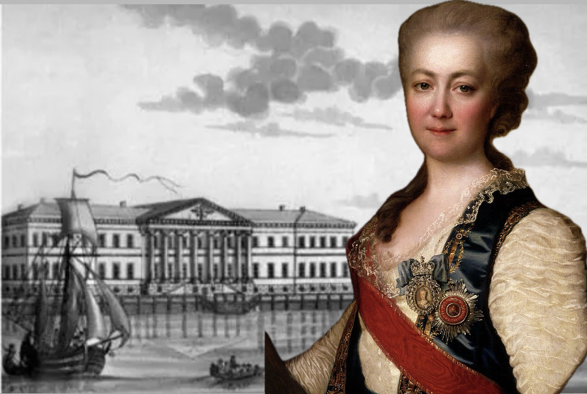 Екатерина Дашкова на фоне Академии