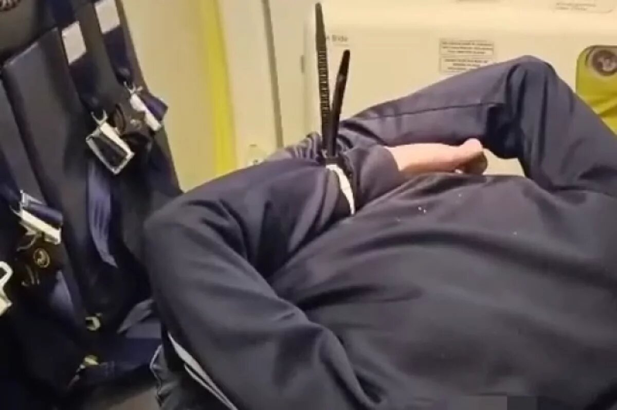    Связанный дебошир на борту самолёта.