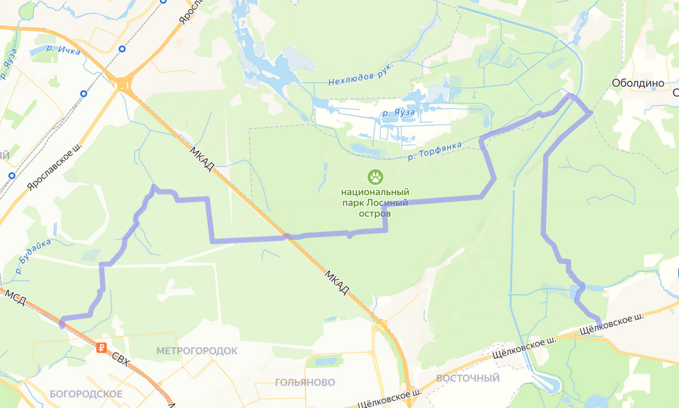 Маршрут НП Лосиный остров, 26 км