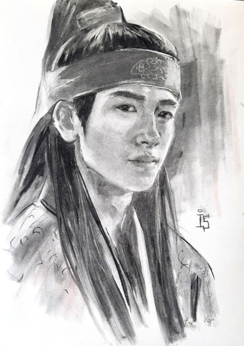 Король-хваран в исполнении Пак Хён Щика. Бумага, уголь, 30х40, 2022. В наличии