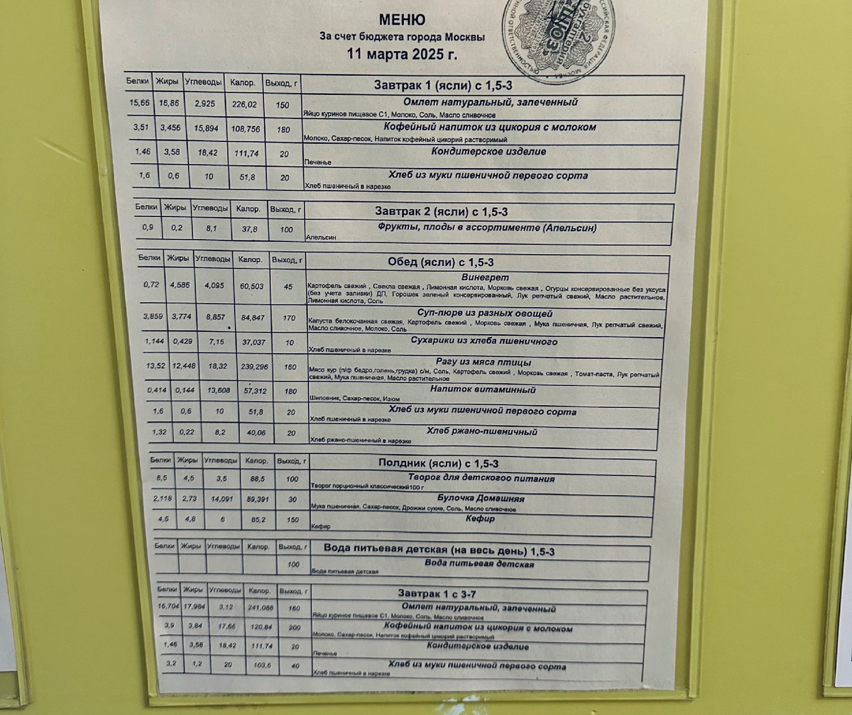 Каждое утро я делаю фото меню. Так мне проще понять и оценить, будет ли дочка что-то из этого.