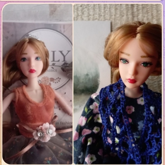 Яра. В коробке (только принесла домой) и через несколько дней (во время пошива платья и вязания шали)