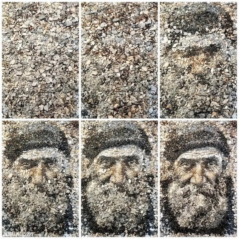    Завораживающий видеоролик, как художник создает картины из гальки