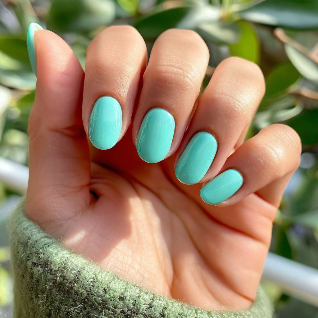 Мятный маникюр