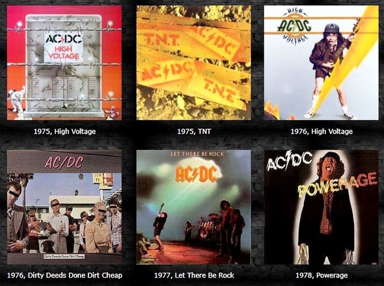 Первые шесть альбомов группы AC/DC с Боном Скоттом, включая и два первых австралийских выпуска