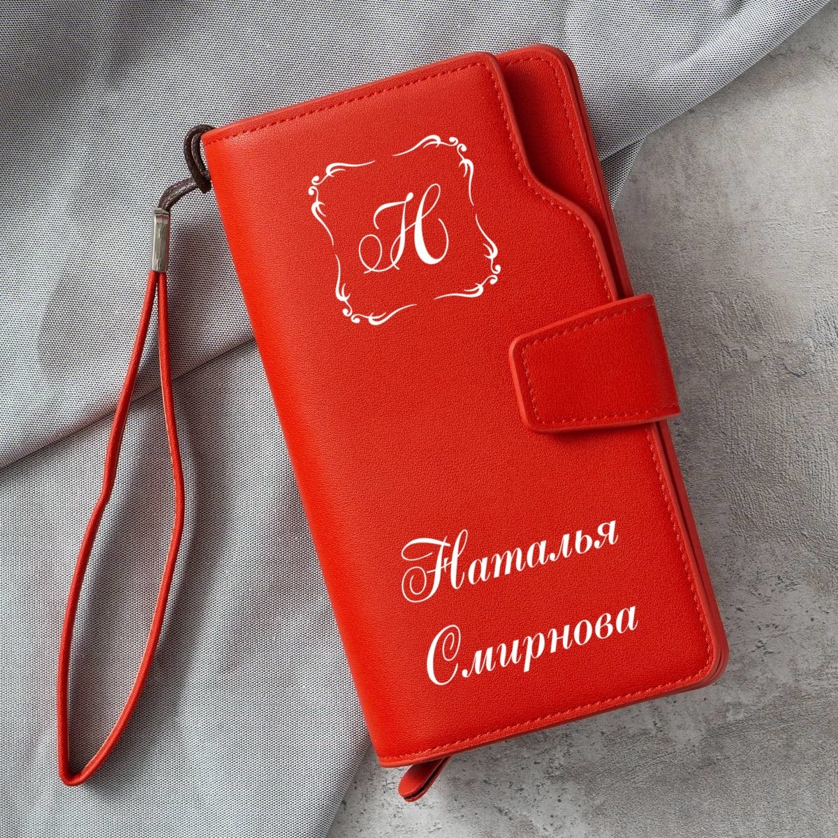 Именной кошелек-портмоне «Скарлет» с монограммой