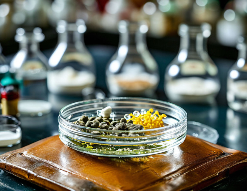 Чашка Петри с бактериями и пенициллином