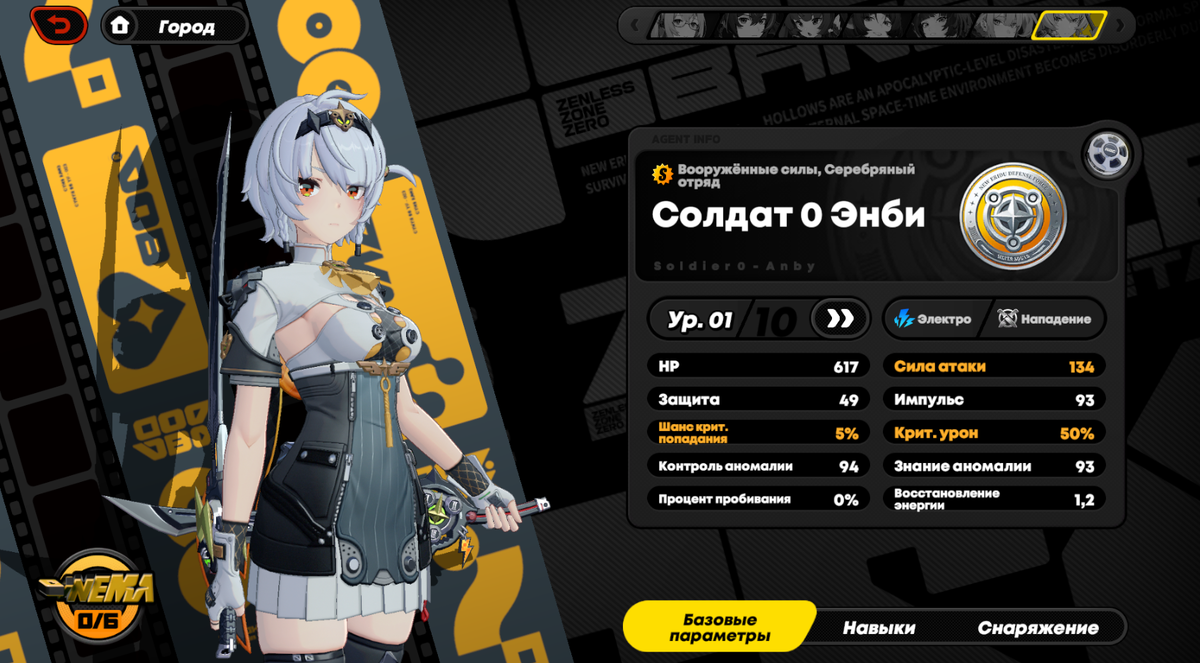     Начальные характеристики Солдата Ноль Энби