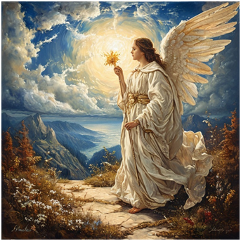 Сгенерировано ИИ-путь Души на Небеса.