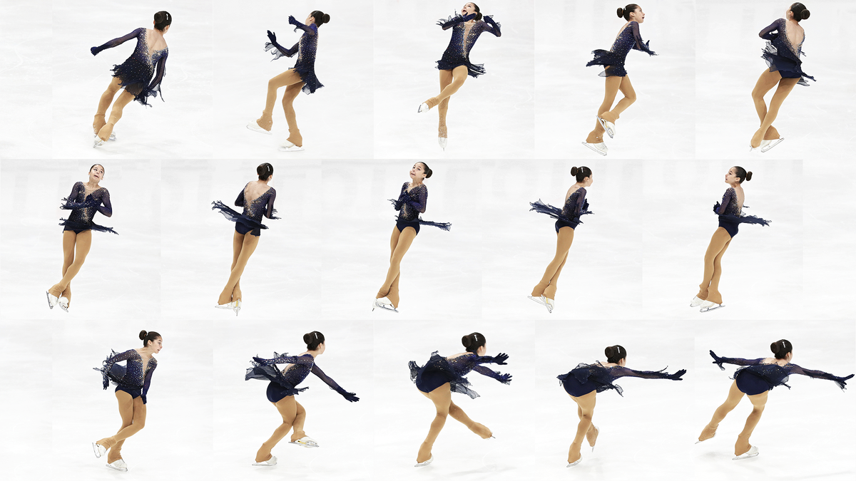 Американская фигуристка Алиса Лю выполняет четверной лутц во время юниорского Гран-при ISU в 2019 году. Лю было всего 14 лет, когда она стала первой американкой, выполнившей четверной лутц. Патрик Смит / Международный союз конькобежцев через Getty Images