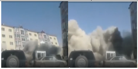 Вот этому дому, в Караганде, до обрушения было всего три года.

