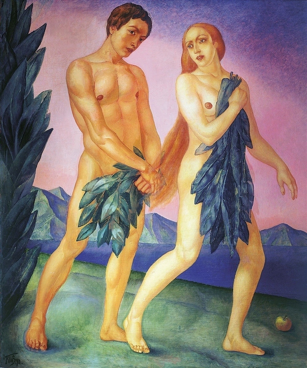Петров-Водкин. Адам и Ева. Изгнание из Рая. Холст, масло, 183 х 160,3 см., 1911 г.