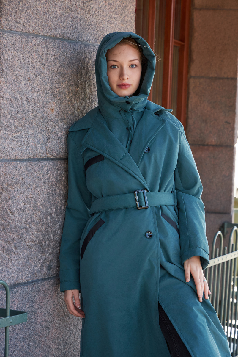 ONICAPE пальто "Невский" и капюшон в цвете эвкалипт