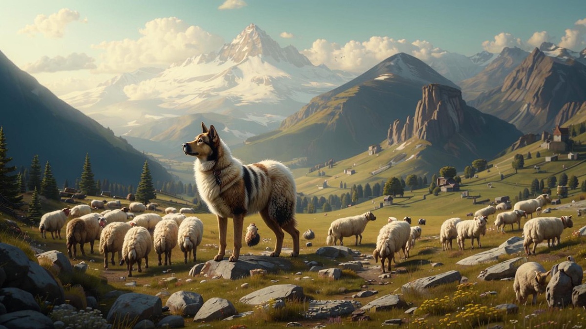 Пастушья собака на пастбище