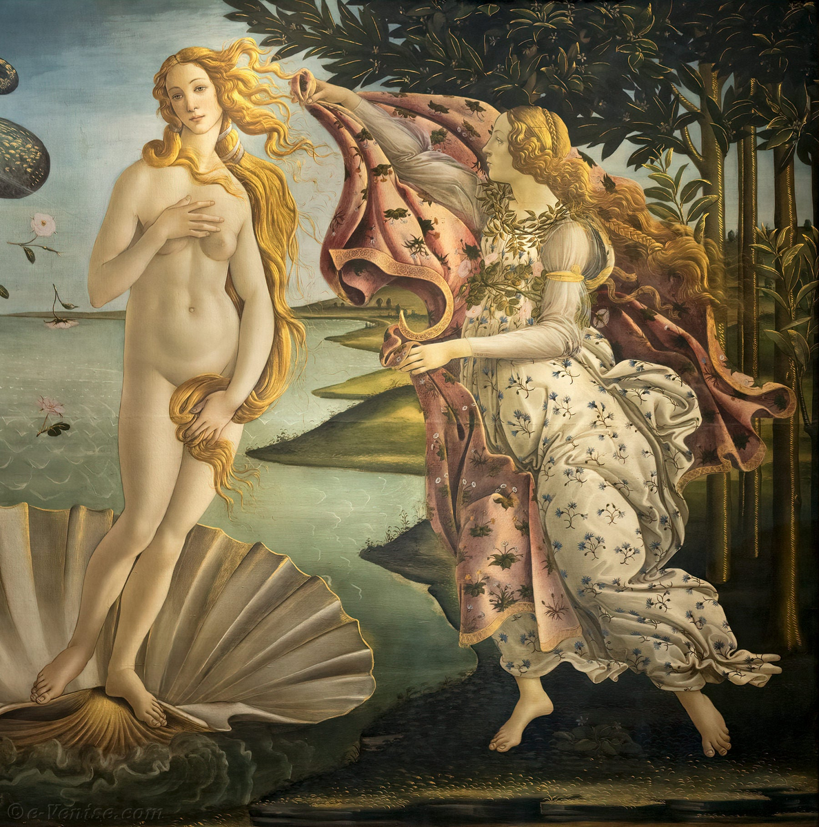 Боттичелли "Рождение Венеры". Фрагмент