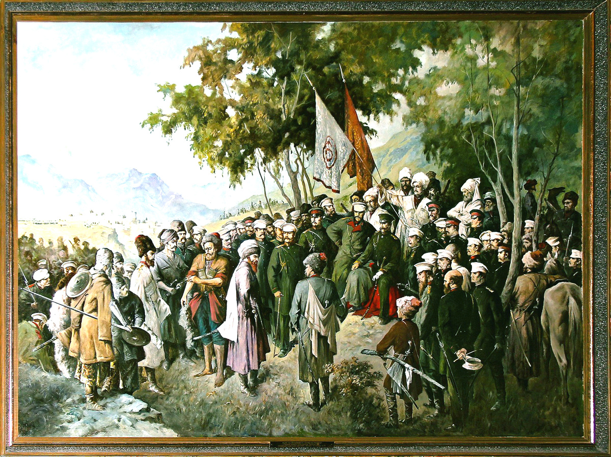 Рисунок в свободном доступе – капитуляция имама Шамиля