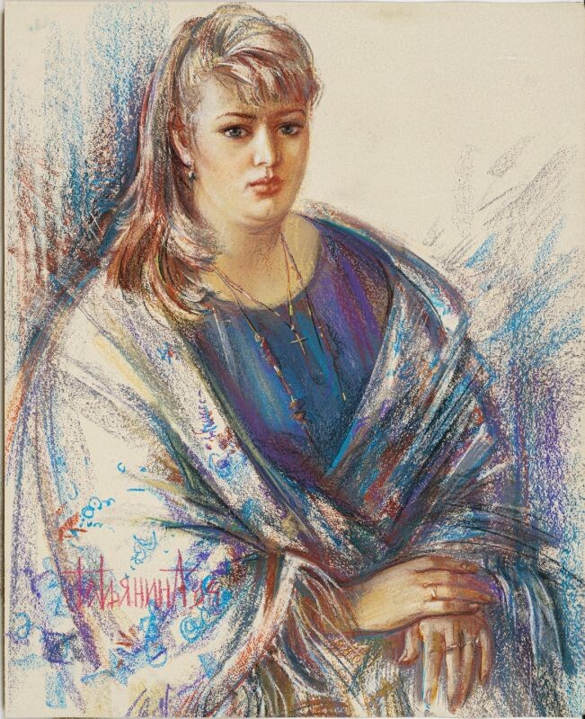    М.Г. Татьянина - Портрет молодой женщины в русской шали