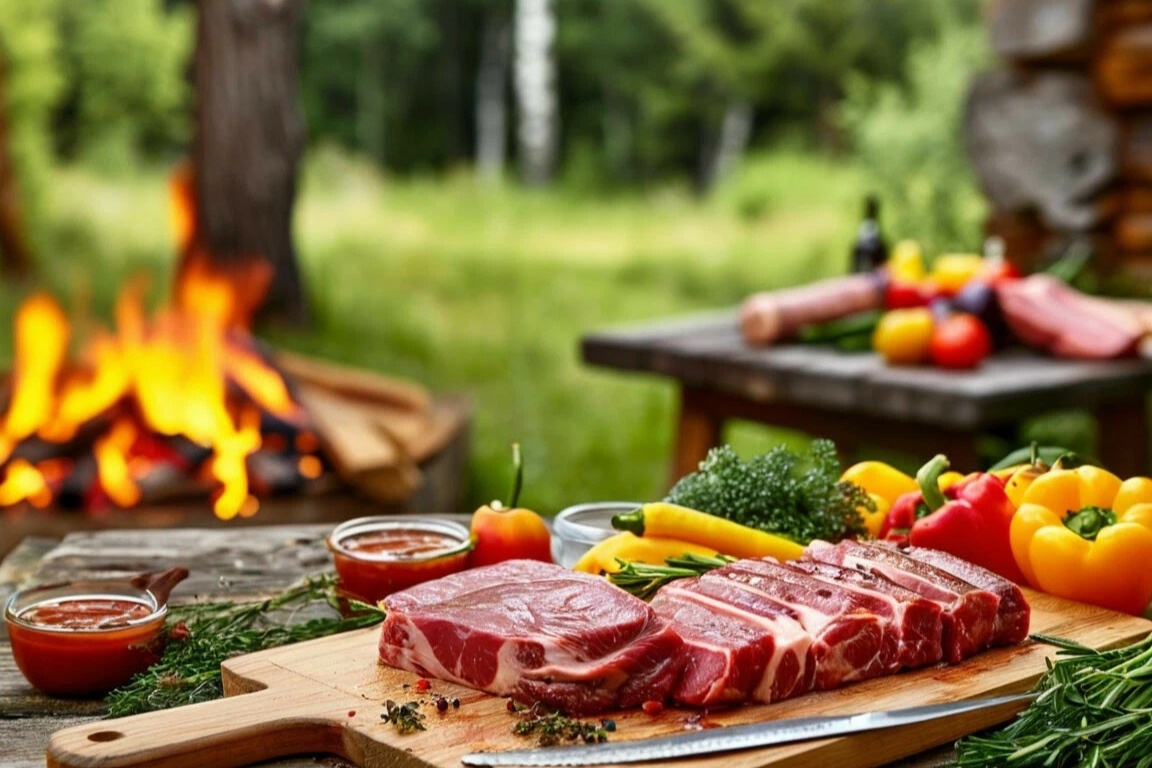 Слишком жирное мясо будет быстро сгорать на огне, а слишком постное - пересыхать