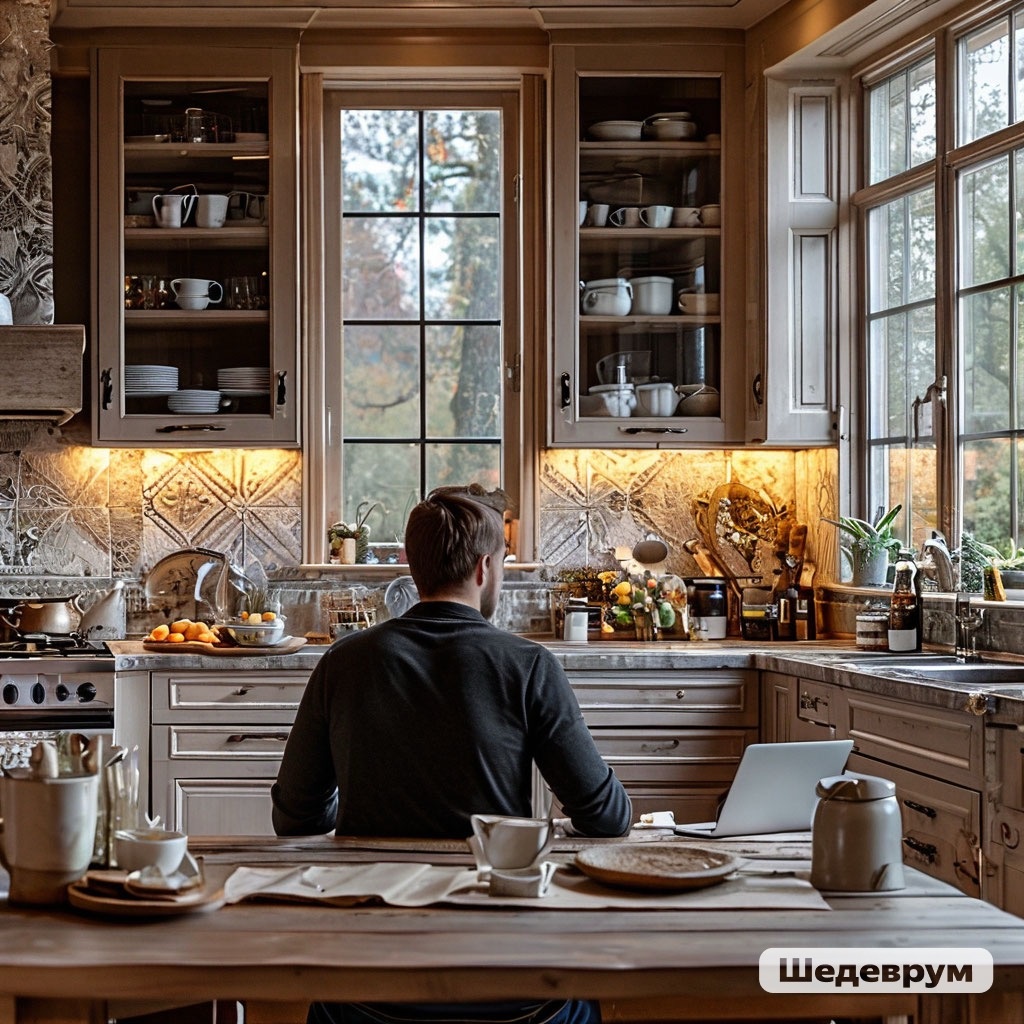 Эд связался с родственниками по видеосвязи на ноутбуке. Я была на кухне, вне пределов ее видимости. Зато отлично видела Эда и слышала их разговор. 
