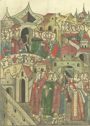 Свадьба великого князя Тверского Дмитрия Грозные Очи и Марии Гедиминовны. Лицевой летописный свод